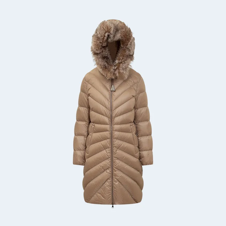 몽클레어 로고 CHANDRE 다운 롱 패딩 브라운