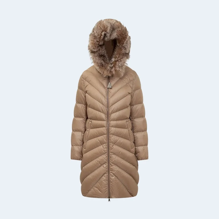 몽클레어 로고 CHANDRE 다운 롱 패딩 브라운