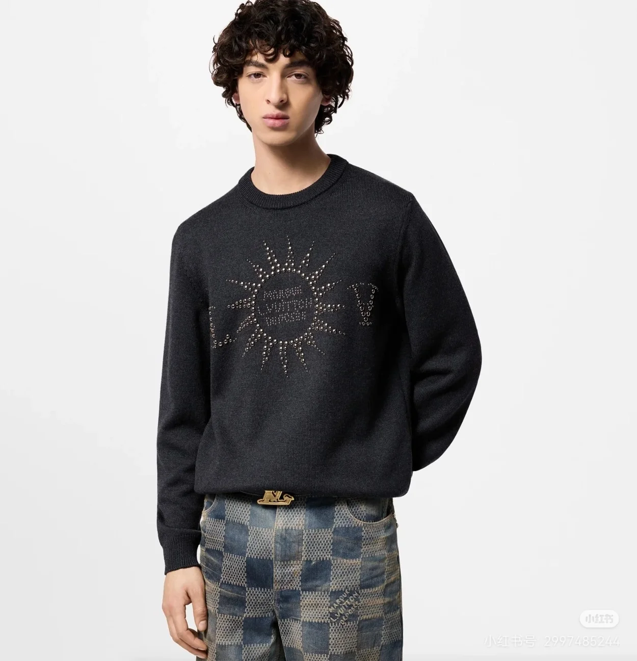 루이비통 엠벨리시드 롱 슬리브드 메리노 울 크루넥 1AFXKR