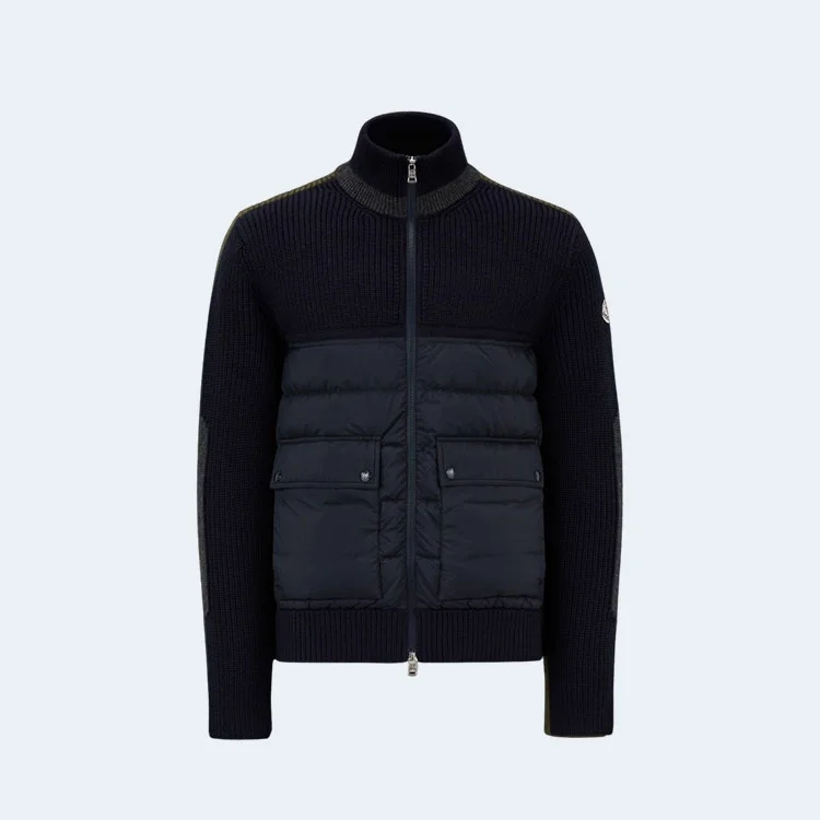 몽클레어 패딩 울 가디건 블랙