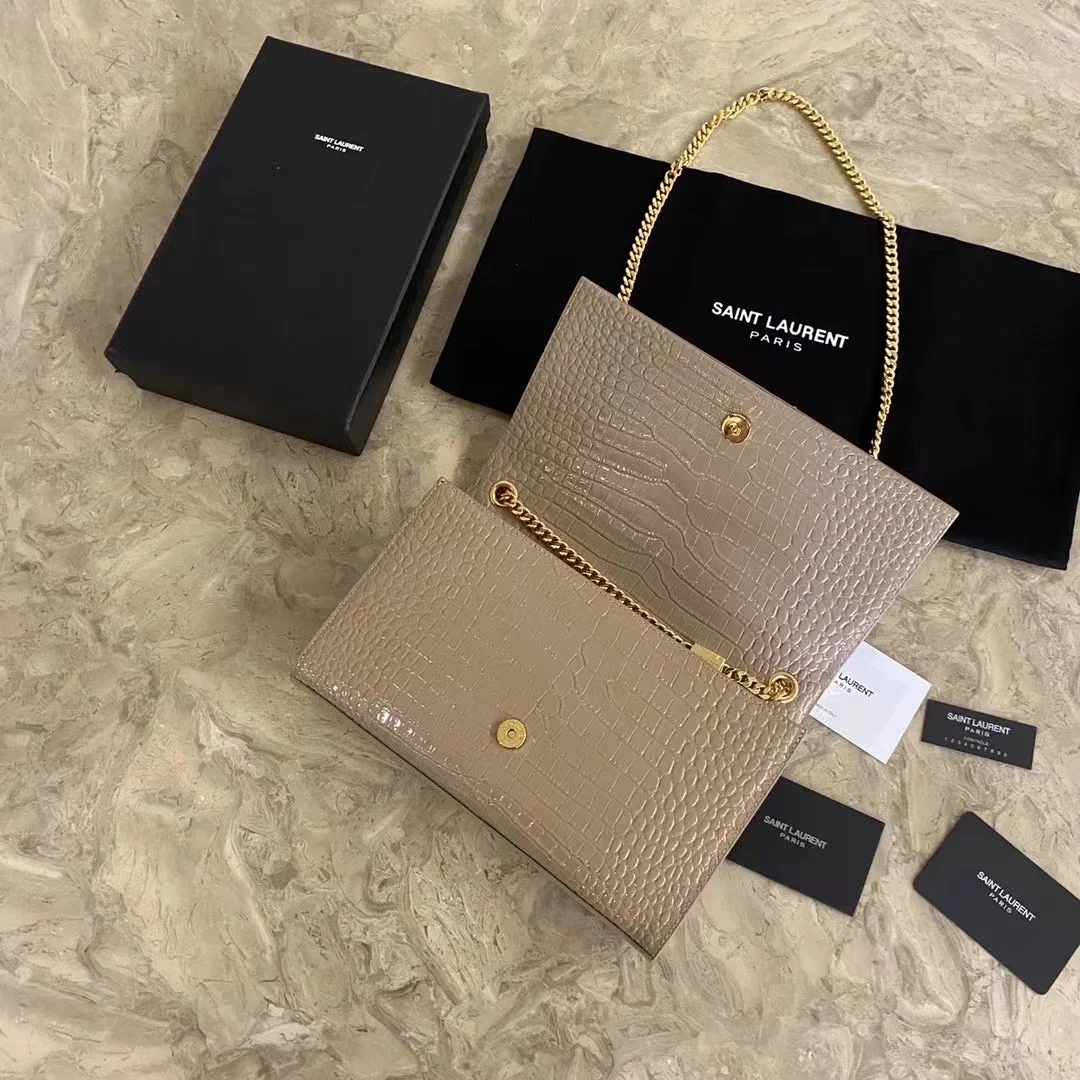 생로랑 크로커다일 케이트 미디엄 태슬 백 베이지