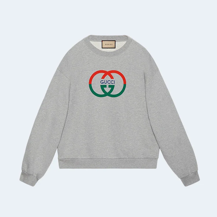 구찌 코튼 저지 프린트 스웨트셔츠 그레이