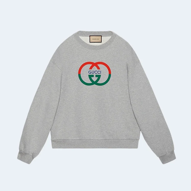구찌 코튼 저지 프린트 스웨트셔츠 그레이