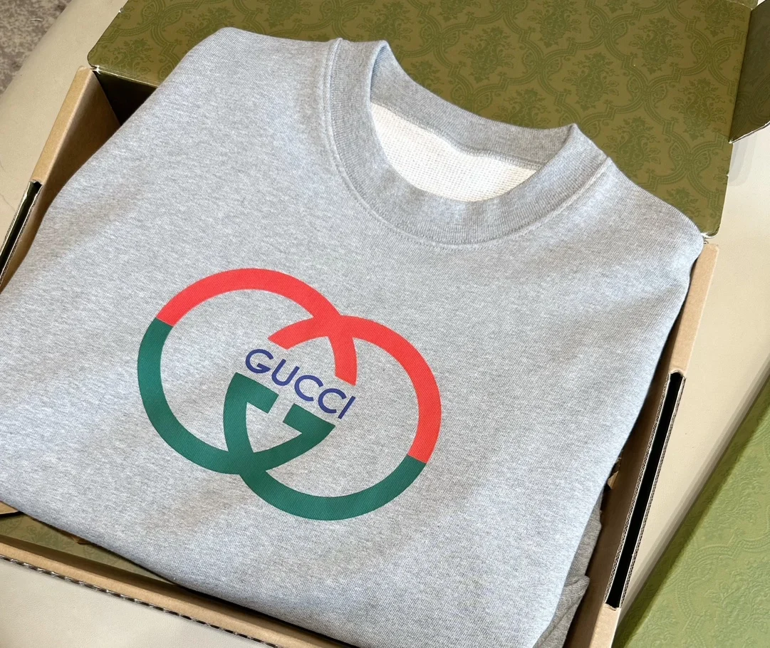 구찌 코튼 저지 프린트 스웨트셔츠 그레이