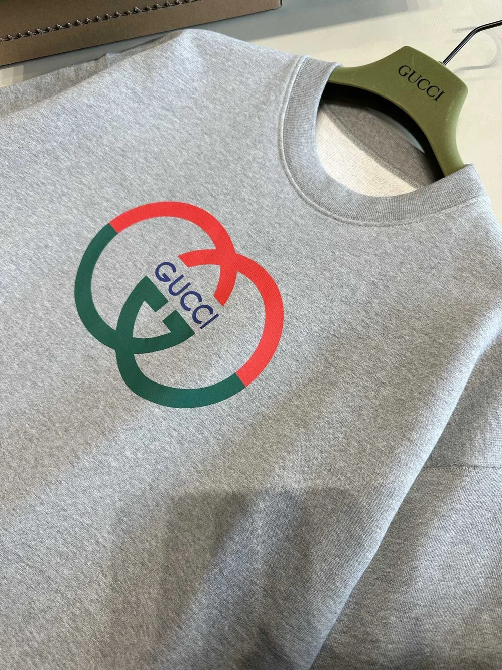 구찌 코튼 저지 프린트 스웨트셔츠 그레이