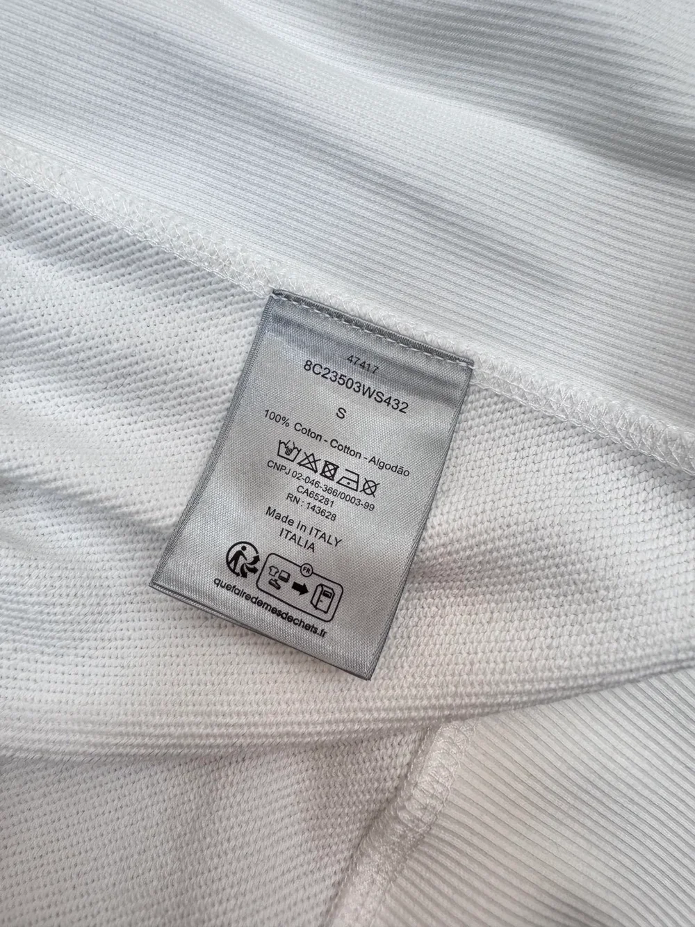 디올 참 캐주얼 핏 스웨트셔츠 화이트