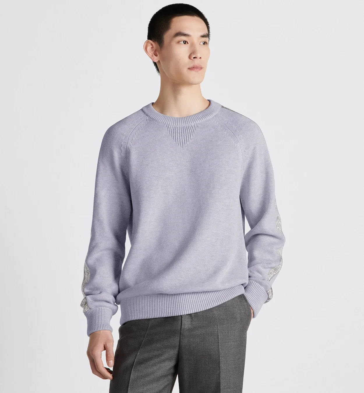 디올 오블리크 인서트 스웨터 그레이