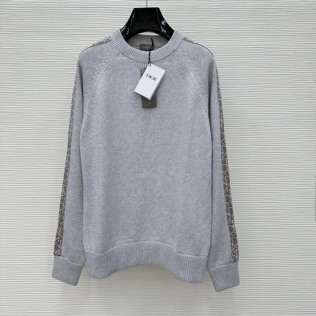 디올 오블리크 인서트 스웨터 그레이