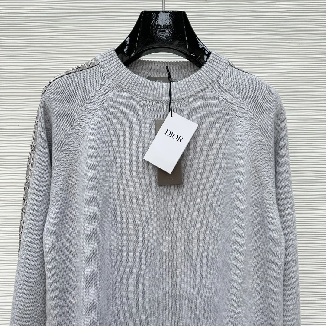 디올 오블리크 인서트 스웨터 그레이