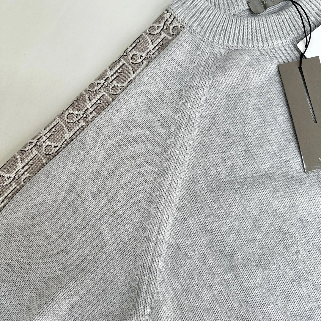 디올 오블리크 인서트 스웨터 그레이