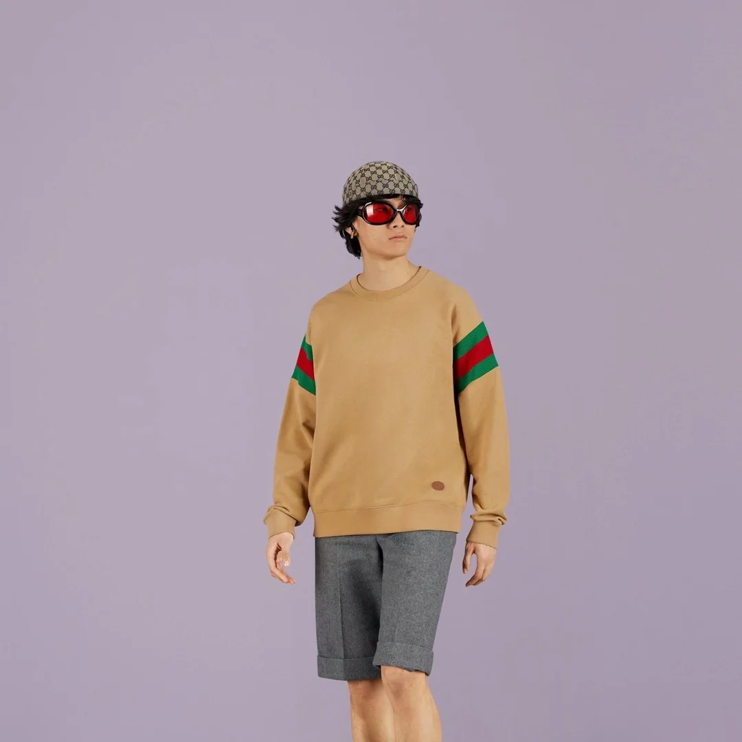 구찌 웹 슬리브 스웻 맨투맨