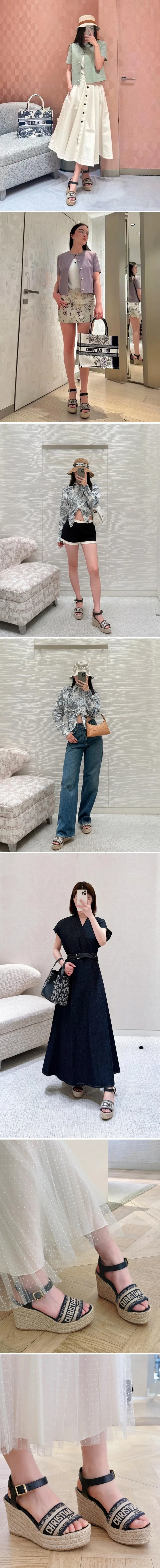 디올 DWAY 디웨이 웨지 샌들 네이비