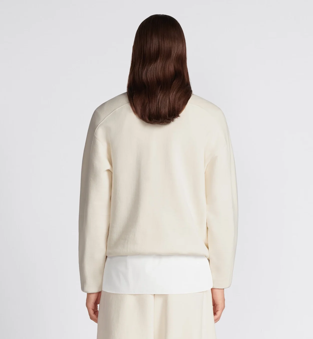 디올 레귤러 핏 스탠드 칼라 스웨터 화이트