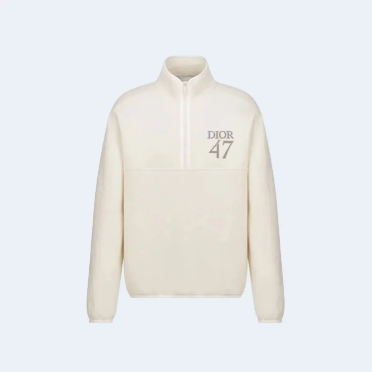 디올 코튼 플리스 칼라 스웨터 화이트