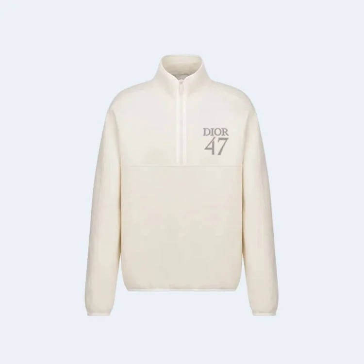 디올 코튼 플리스 칼라 스웨터 화이트