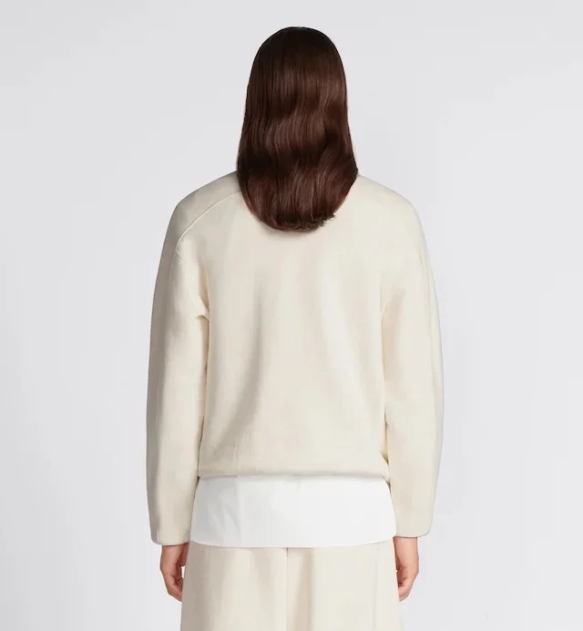 디올 코튼 플리스 칼라 스웨터 화이트