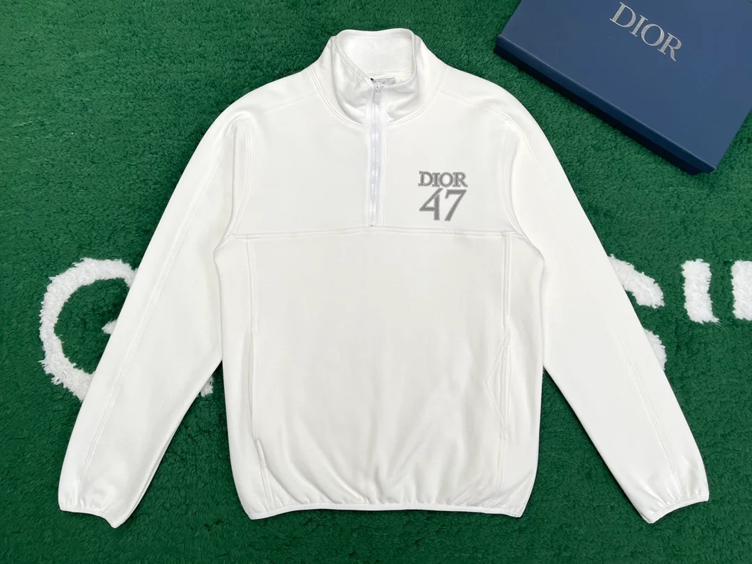 디올 코튼 플리스 칼라 스웨터 화이트