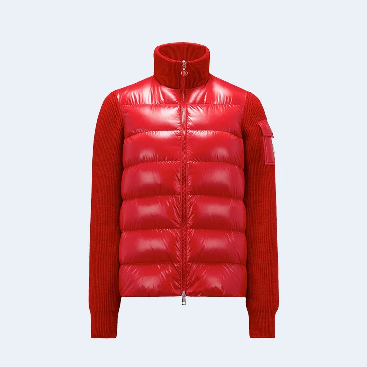 몽클레어 패치 로고 패딩 가디건 레드