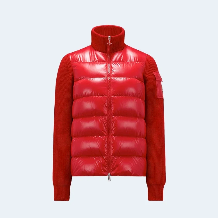 몽클레어 패치 로고 패딩 가디건 레드