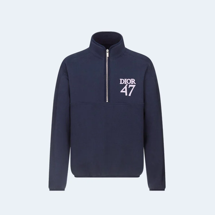 디올 레귤러 핏 스탠드 칼라 스웨터 네이비