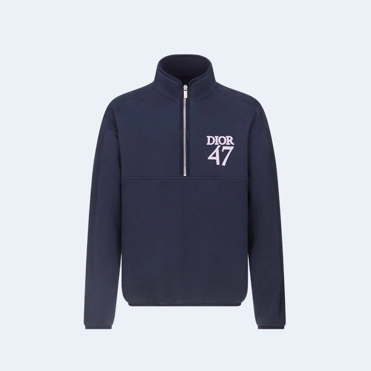 디올 레귤러 핏 스탠드 칼라 스웨터 네이비