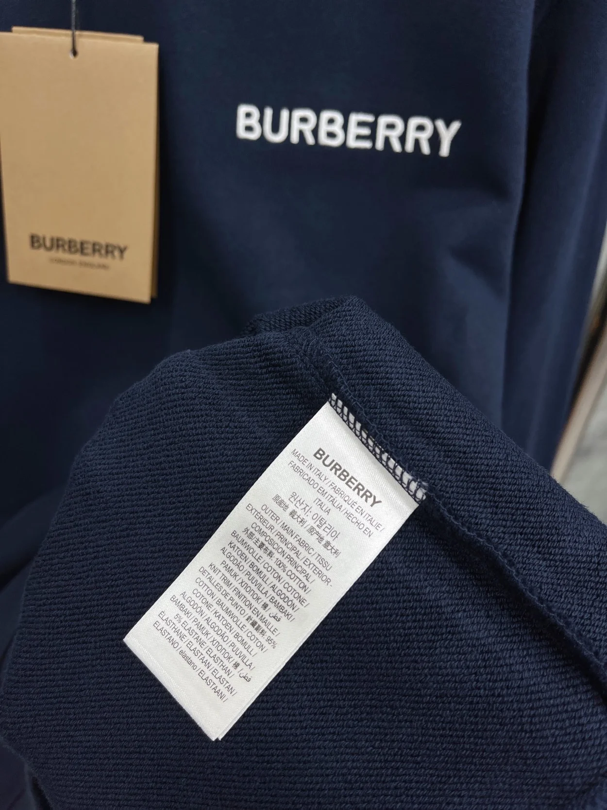 버버리 모노그램 모티프 코튼 스웨트셔츠 네이비