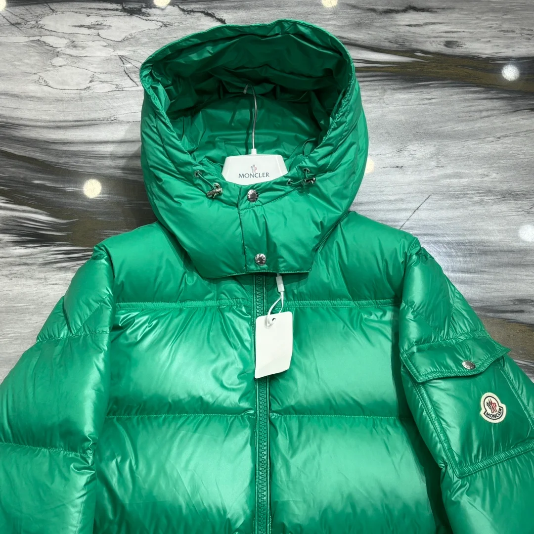 몽클레어 마사야 로고 패치 다운 패딩 그린