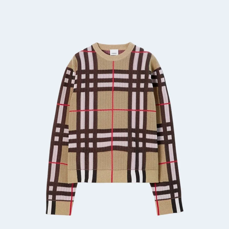 버버리 체크 테크니컬 코튼 스웨터