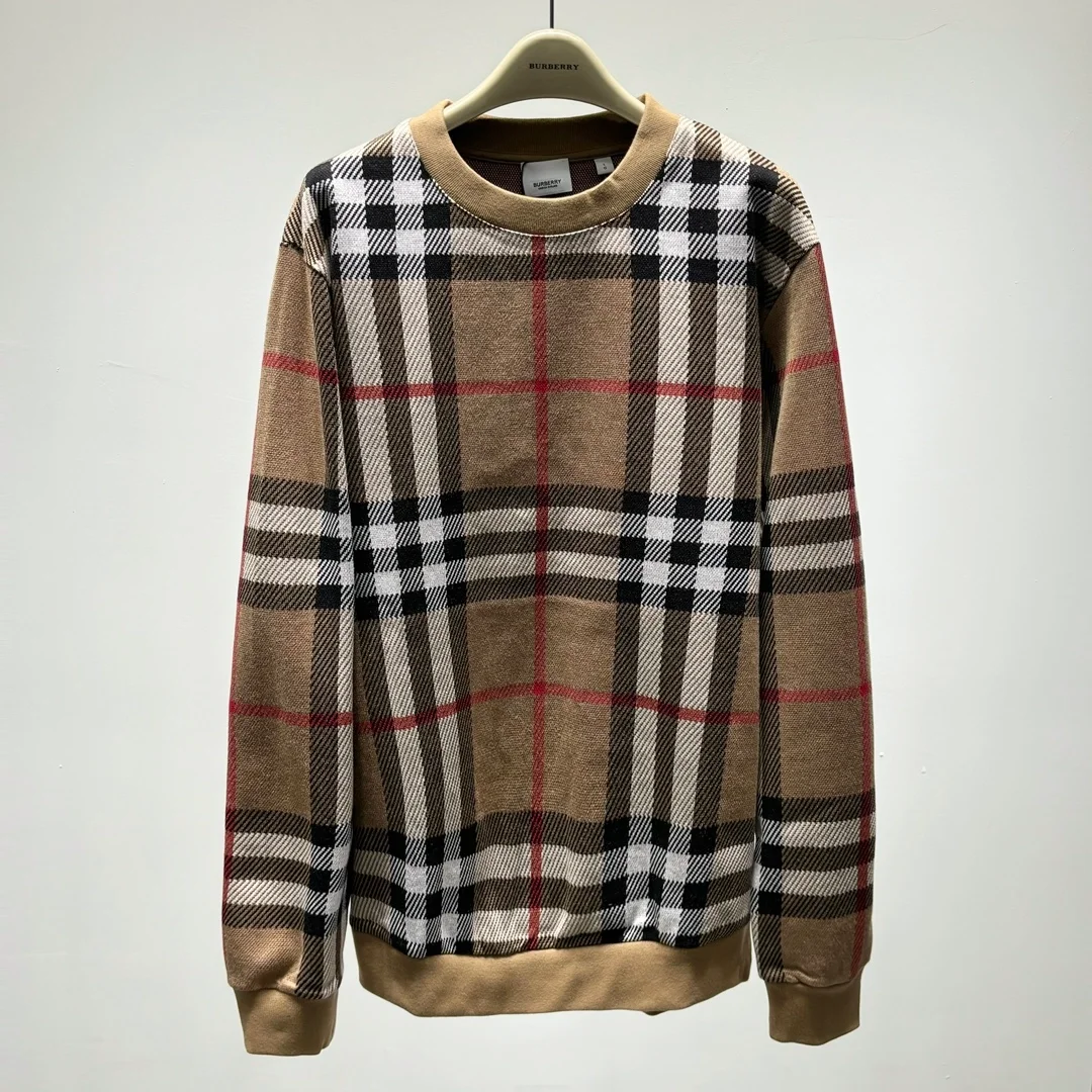 버버리 체크 테크니컬 코튼 스웨터