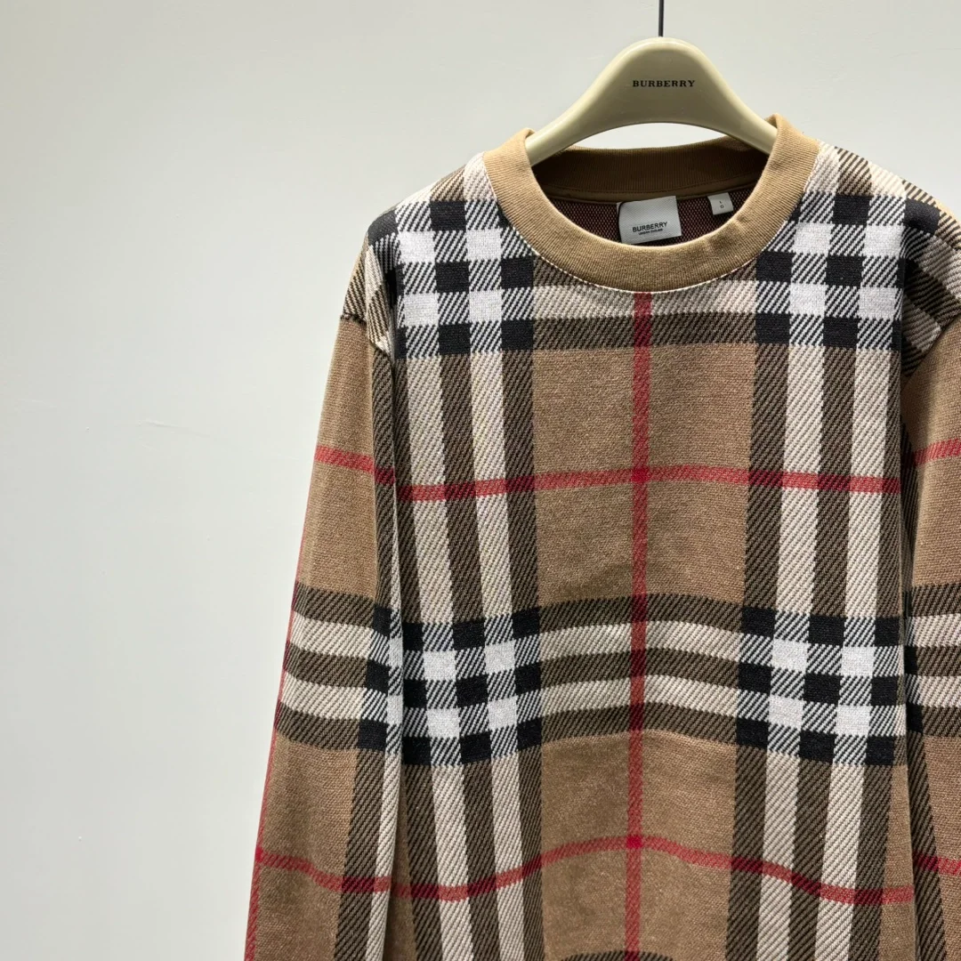버버리 체크 테크니컬 코튼 스웨터