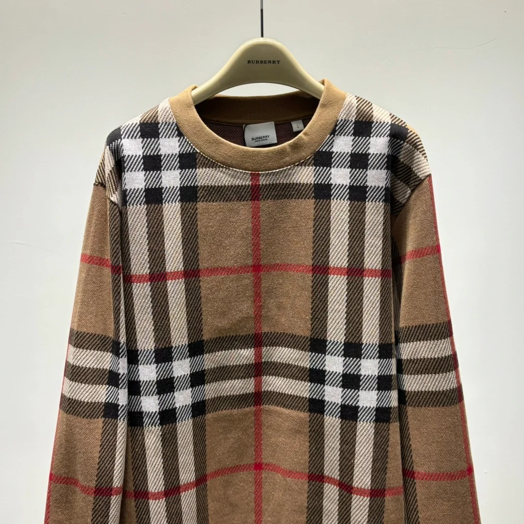 버버리 체크 테크니컬 코튼 스웨터
