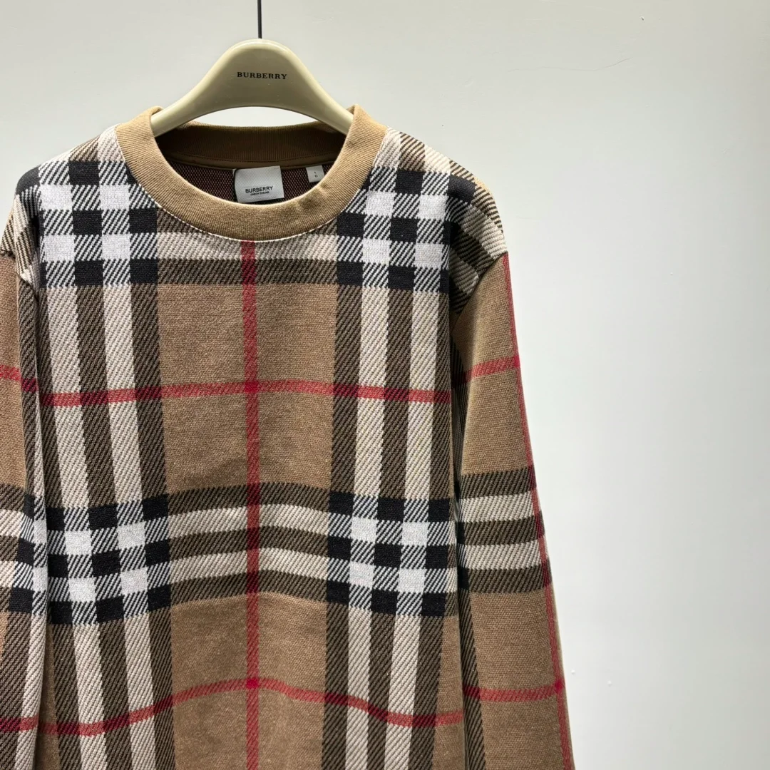 버버리 체크 테크니컬 코튼 스웨터