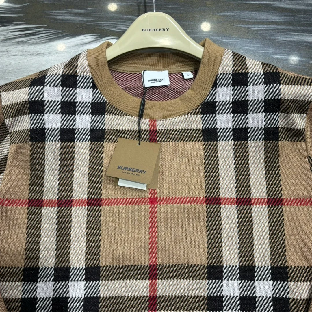 버버리 체크 테크니컬 코튼 스웨터