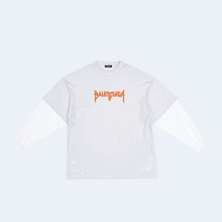 발렌시아가 메탈리카 화이트 티셔츠