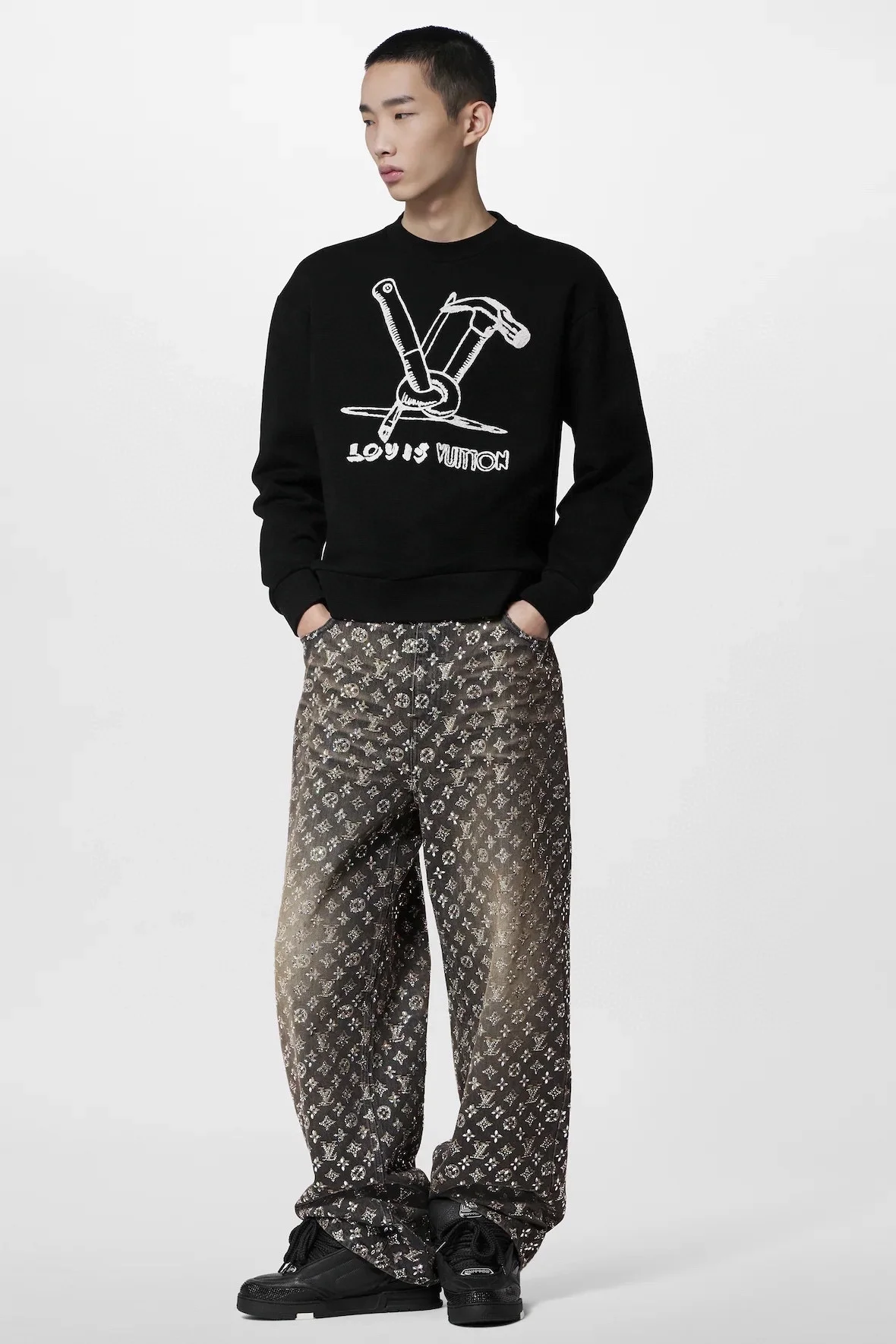 루이비통 엠브로이더드 코튼 스웨트셔츠