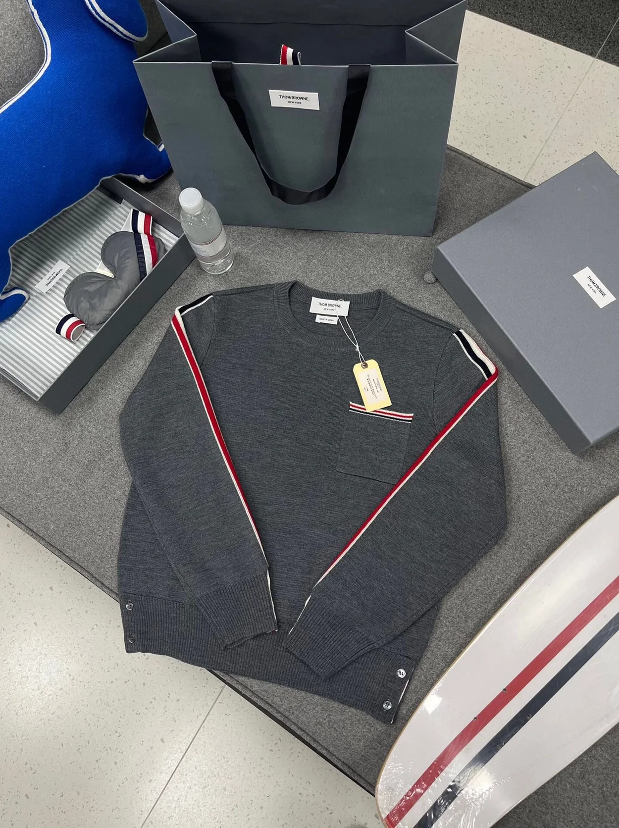 톰브라운 울 인타르시아 크루넥 풀오버