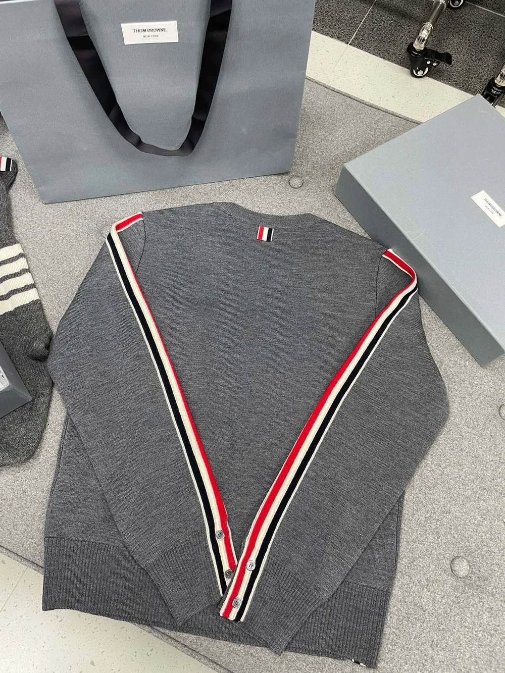 톰브라운 울 인타르시아 크루넥 풀오버