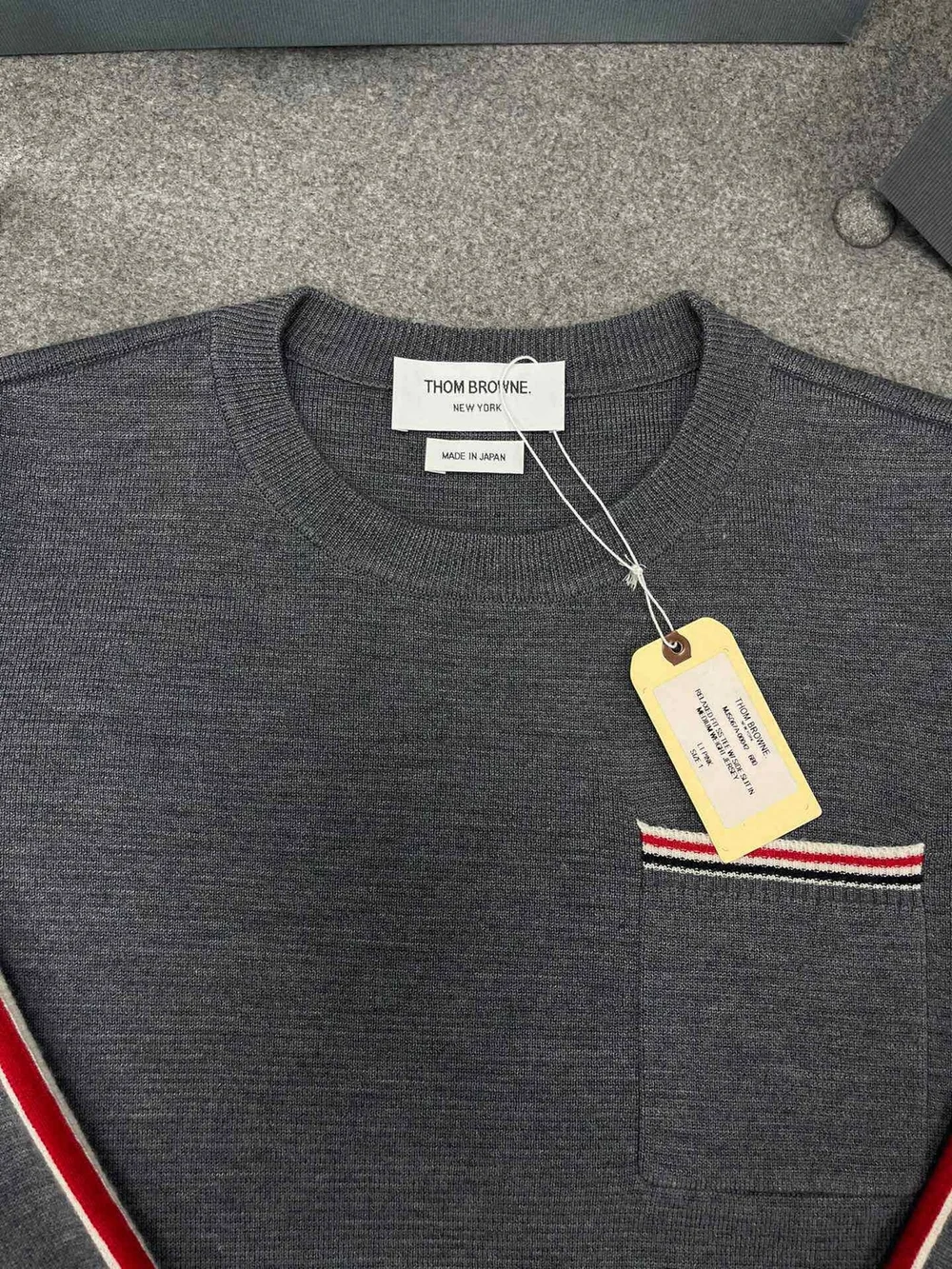 톰브라운 울 인타르시아 크루넥 풀오버