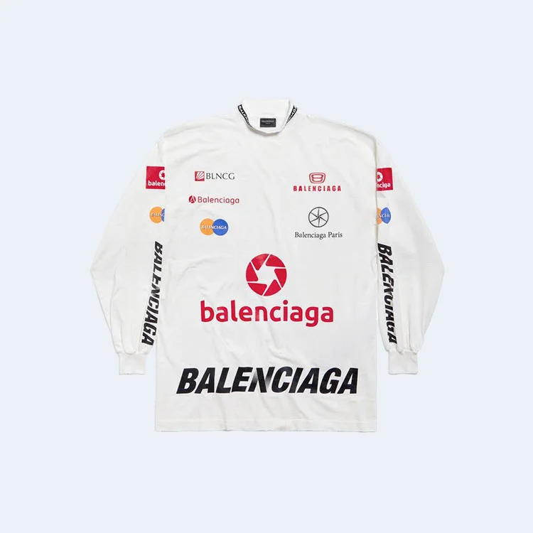 발렌시아가 리그 로고 프린트 스웨트셔츠 화이트