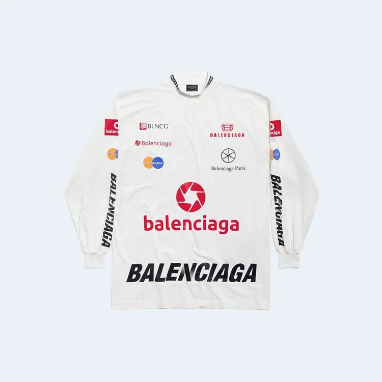 발렌시아가 리그 로고 프린트 스웨트셔츠 화이트