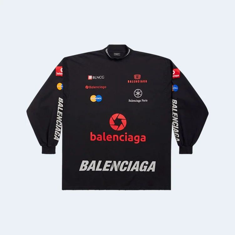 발렌시아가 리그 로고 프린트 스웨트셔츠 블랙