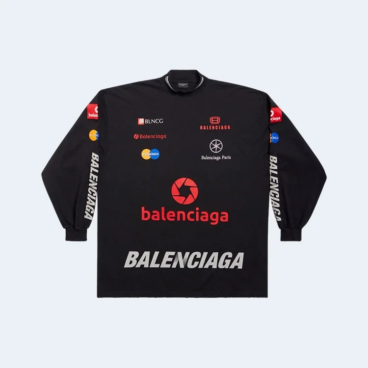 발렌시아가 리그 로고 프린트 스웨트셔츠 블랙