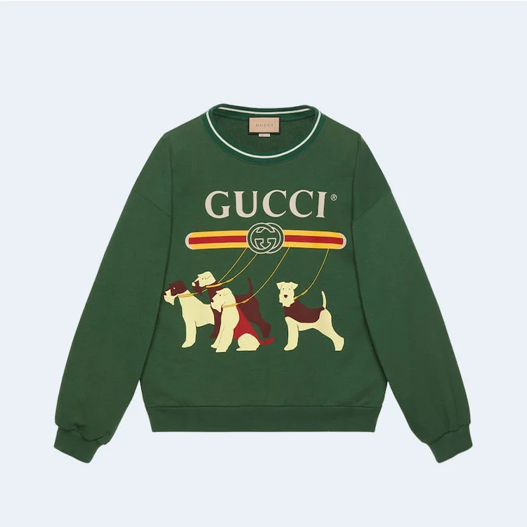 구찌 코튼 그린 저지 맨투맨