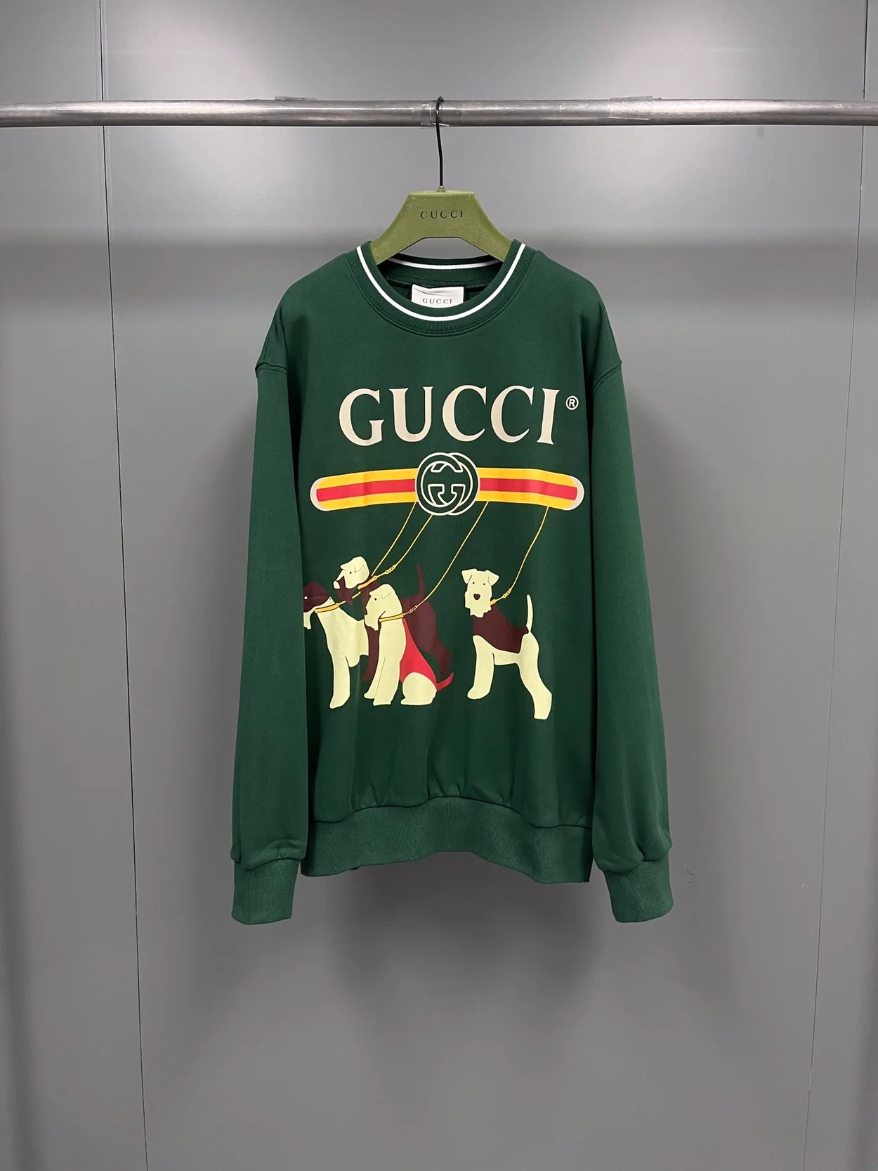 구찌 코튼 그린 저지 맨투맨