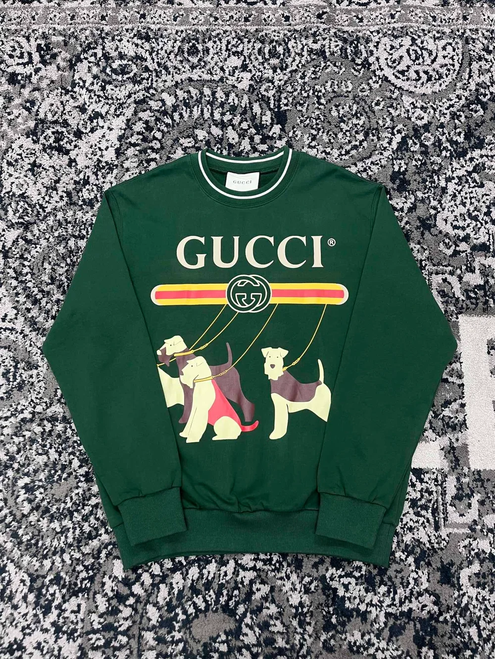 구찌 코튼 그린 저지 맨투맨