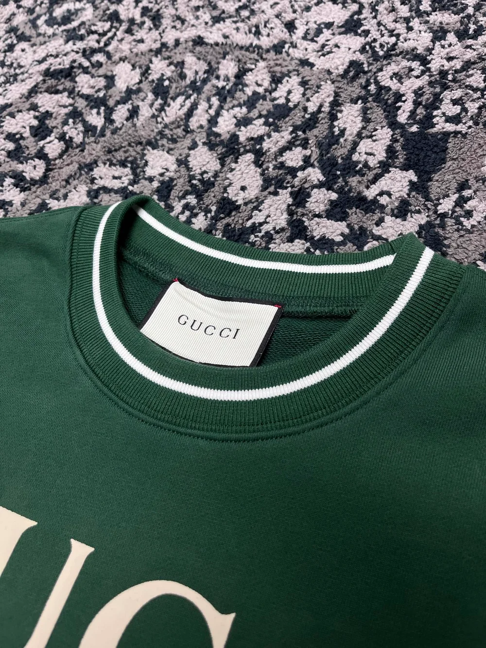 구찌 코튼 그린 저지 맨투맨