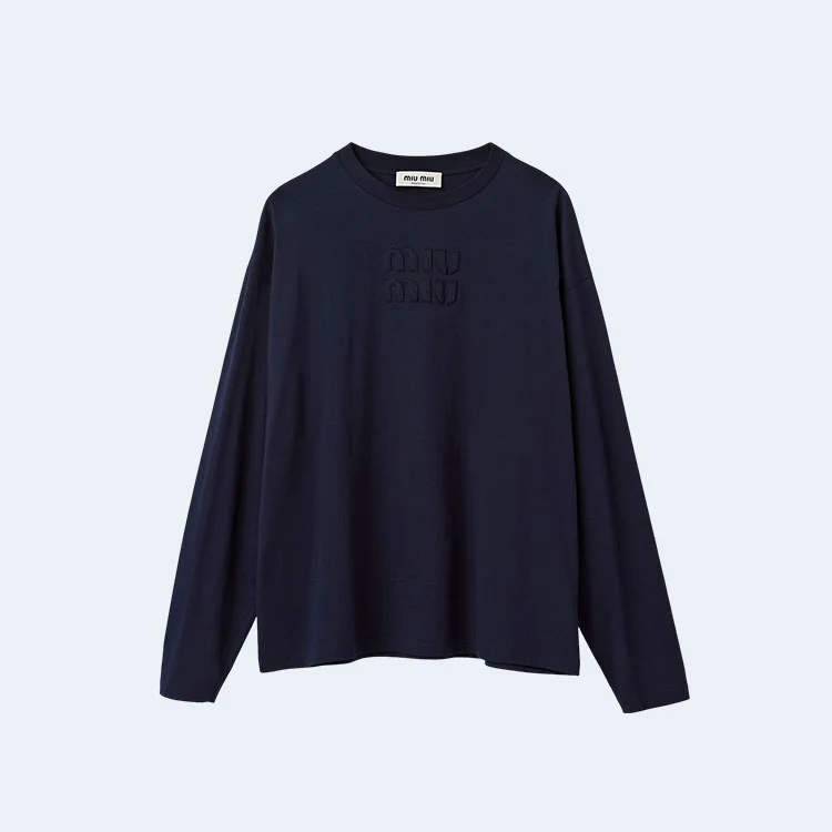 미우미우 로고 장식 코튼 블루