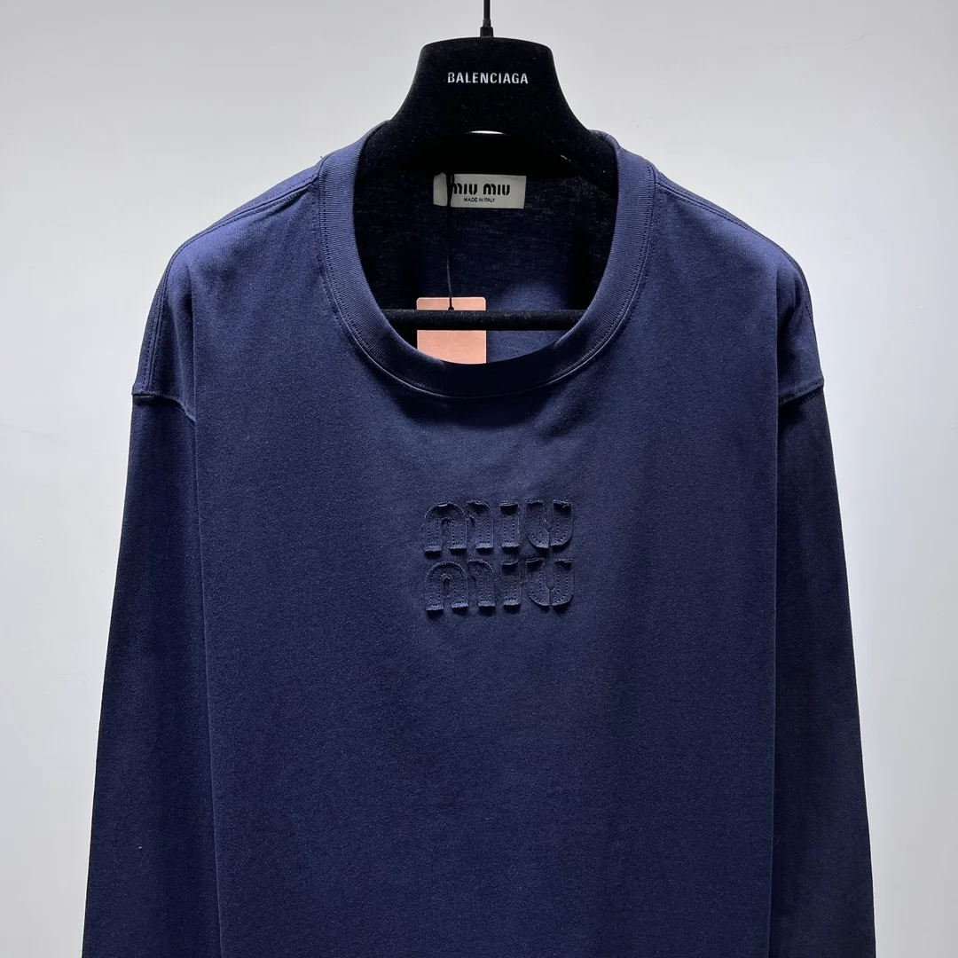 미우미우 로고 장식 코튼 블루