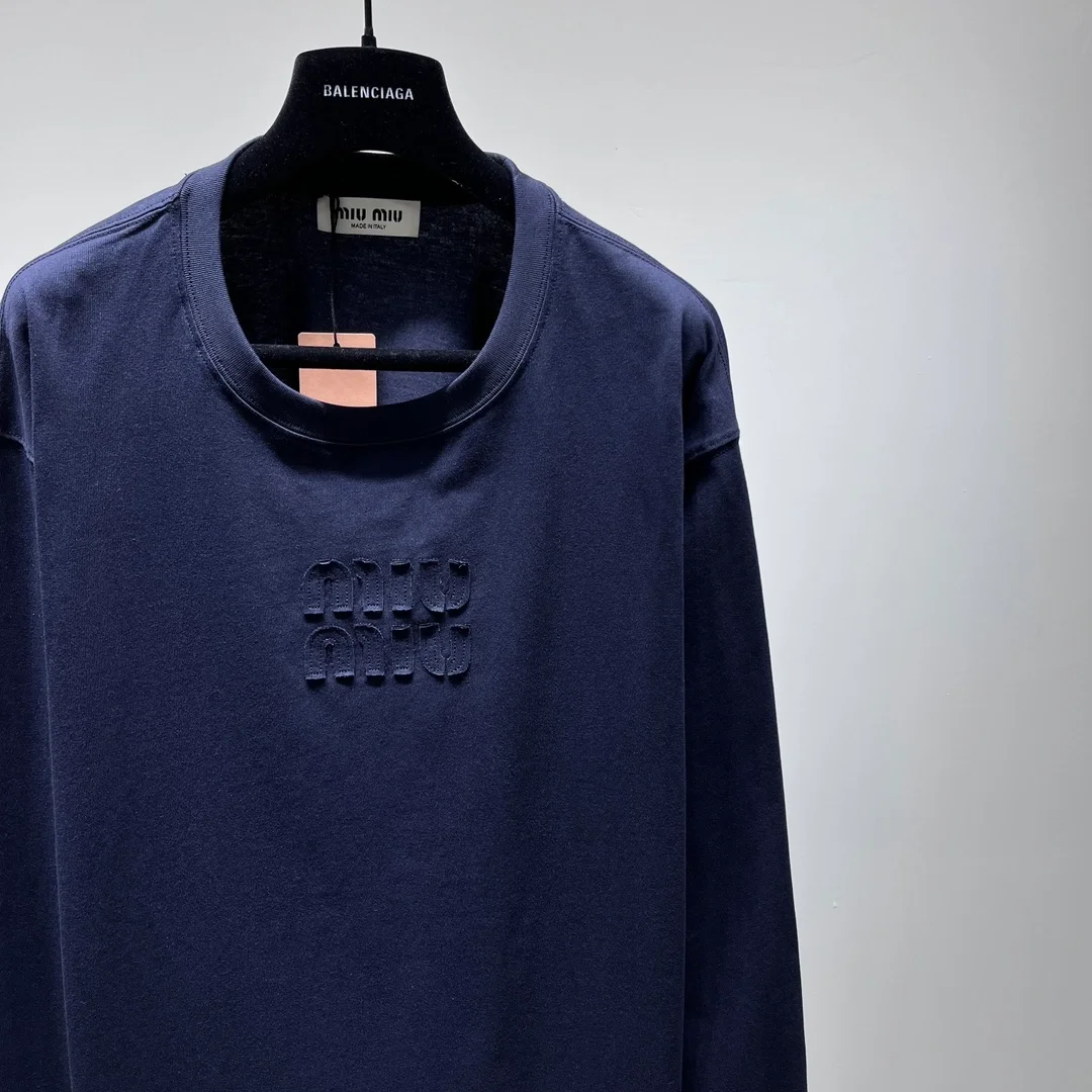 미우미우 로고 장식 코튼 블루