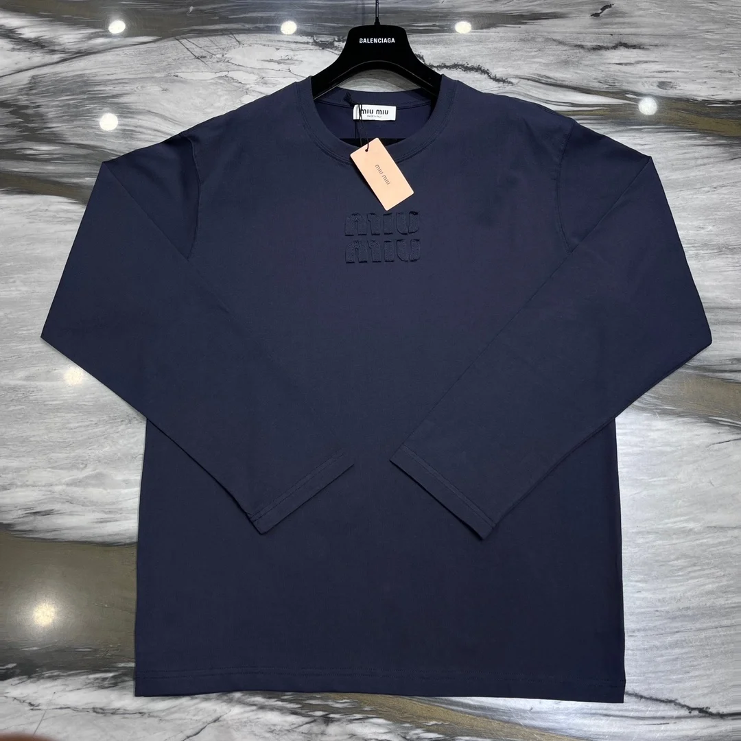 미우미우 로고 장식 코튼 블루